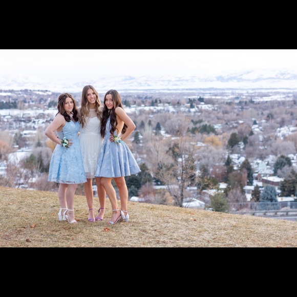 blue floral short homecoming/formal dance dress!! - Picture 3 of 6